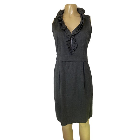Escada Sport Sheath Dress V Neck Sleeveless Wool Ruffled Belt Lined Zip … - Picture 1 of 12